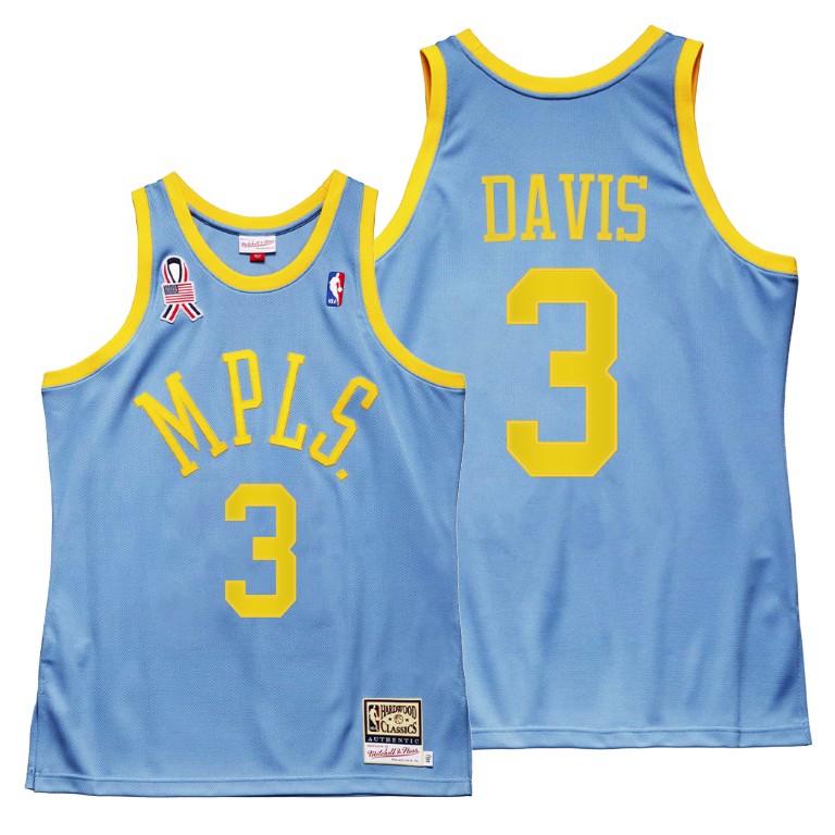 Men's Los Angeles Lakers Anthony Davis #3 NBA Minneapolis 5x championship MPLS Throwback Hardwood Classics Blue Basketball Jersey MXP3683LM